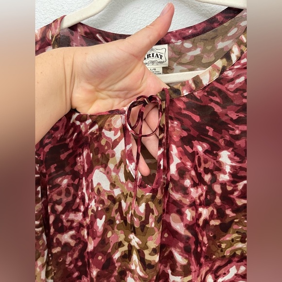 Ariat Women's Jada Top Long Balloon Sleeve Floral Blouse‎ Size Large - Picture 2 of 8